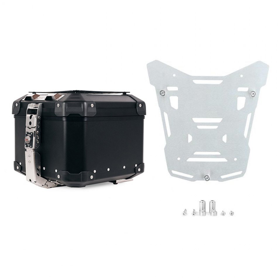 アトラス 44L ユニバーサル アルミニウム トップケース + オリジナル BMW R1300GS ADV ラゲッジ ラック用アトラス シルバー トップ ケース プレート