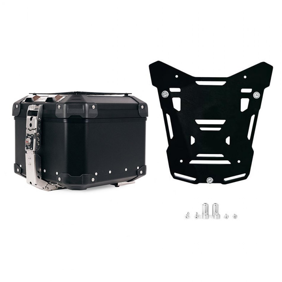 アトラス 44L ユニバーサル アルミニウム トップケース + オリジナル BMW R1300GS ラゲッジ ラック用アトラス ブラック トップ ケース プレート