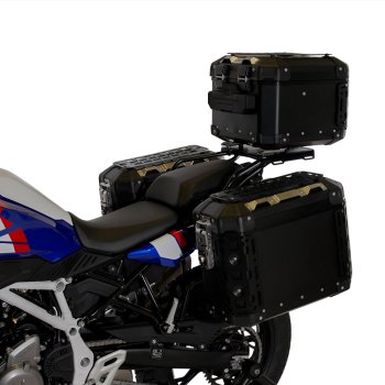 アトラス 44L ユニバーサル アルミニウム トップケース + 助手席ハンドル付きラゲッジラック BMW F450GS
