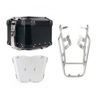 アトラス 44L ユニバーサル アルミニウム トップケース + トップケースプレート固定用のパッセンジャーハンドル付きNineTラゲッジラック