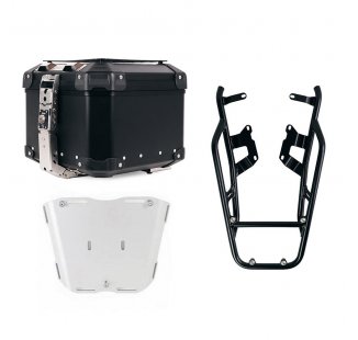 アトラス 44L ユニバーサル アルミニウム トップケース + トップケースプレート固定用のパッセンジャーハンドル付きNineTラゲッジラック