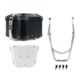 アトラス 44L ユニバーサル アルミニウム トップケース + パッセンジャー ハンドル付きリア ラゲッジ ラック ドゥカティ デザート X シルバー