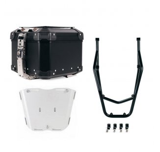 アトラス 44L ユニバーサル アルミニウム トップケース + パッセンジャー ハンドル付きリア ラゲッジ ラック Ducati Desert X Black