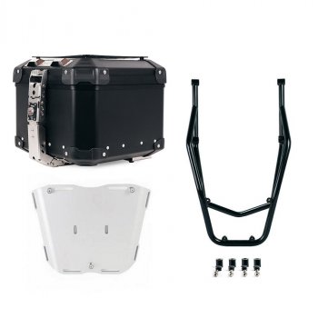 アトラス 44L ユニバーサル アルミニウム トップケース + パッセンジャー ハンドル付きリア ラゲッジ ラック Ducati Desert X Black