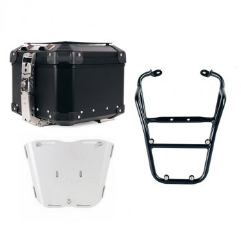 アトラス 44L ユニバーサル アルミニウム トップケース + 乗客用ハンドル付き後部荷物ラック Fantic Caballero 125-250-500