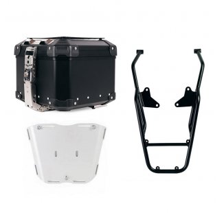 アトラス 44L ユニバーサル アルミニウム トップケース + Moto Guzzi V100 Mandello リア ラゲッジラック パッセンジャー ハンドル付き