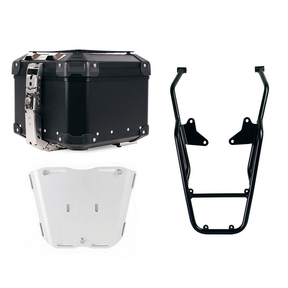 アトラス 44L ユニバーサル アルミニウム トップケース + Moto Guzzi V100 Mandello リア ラゲッジラック パッセンジャー ハンドル付き