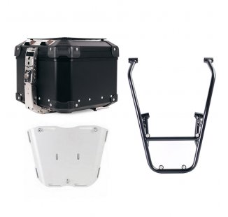 アトラス 44L ユニバーサル アルミニウム トップケース + パッセンジャーハンドル付きリアラック ロイヤル エンフィールド ヒマラヤン 450 (2024 年以降)