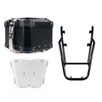 アトラス 44L ユニバーサル アルミニウム トップケース + 乗客用ハンドル付き後部荷物ラック Triumph Speed 400 (黒色)