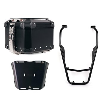 アトラス 44L ユニバーサル アルミニウム トップケース + ヤマハ テネレ700用リアラック（パッセンジャーハンドル付き）