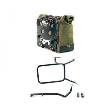 スプリットレザーのカルトサイドバッグ 40L - 50L + アルミプレート + Atlasアルミバッグ用NineT右フレーム