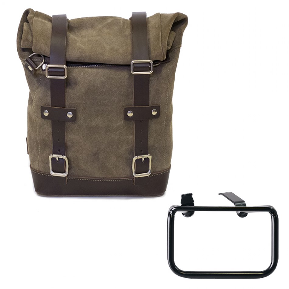 レザークラストバッグ 10L-14L + BMW R12 G/S フレーム 左