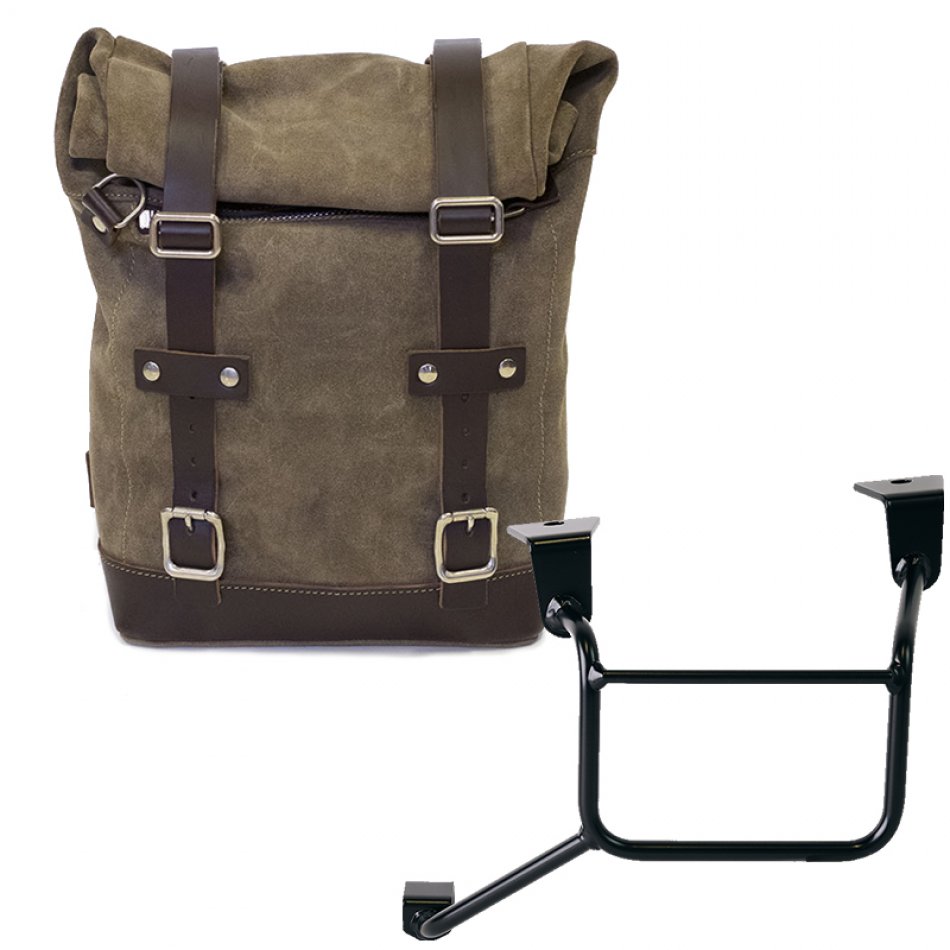 レザークラストバッグ 10L-14L + ホンダCRF1100Lアフリカツイン＆アドベンチャースポーツフレーム（2024年以降）左