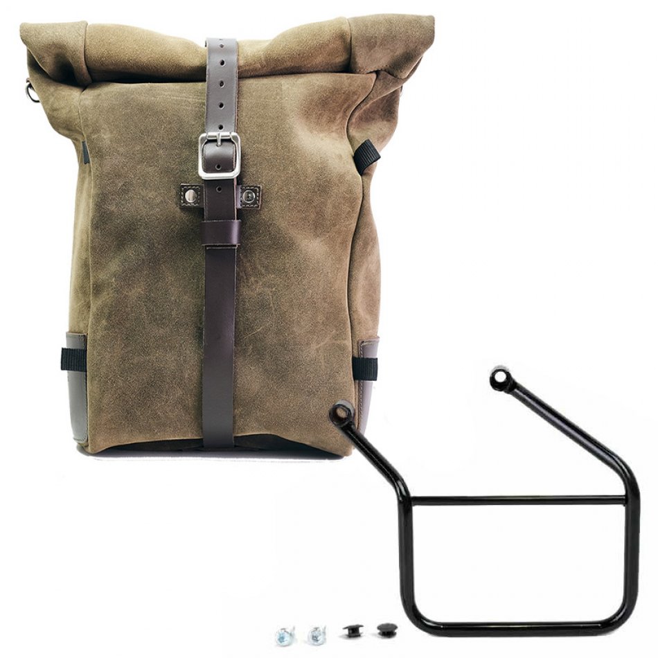 スプリットレザーのピュアサイドバッグ + ホンダ CL フレーム左