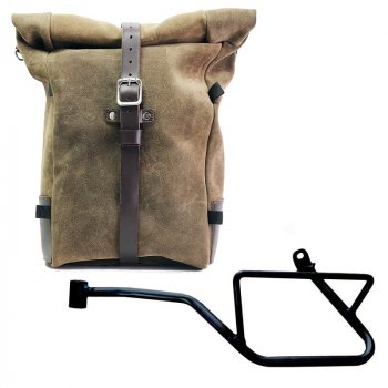 スプリットレザーのピュアサイドバッグ + Moto Guzzi V7 EURO5 左フレーム