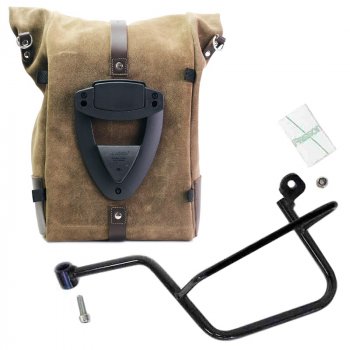 スプリットレザーのピュアサイドバッグ + モトグッツィ V7 左フレーム