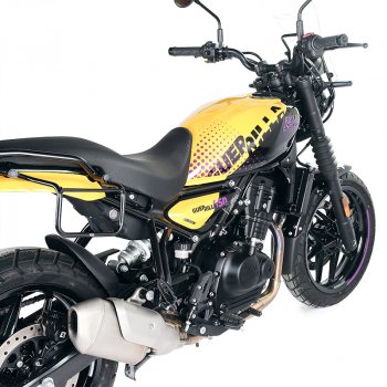 キャンバス 22L-30L のスクラム サイドバッグ + ロイヤル エンフィールド ゲリラ 450 右フレーム