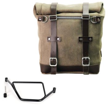 スプリットレザー22L-30Lのサイドバッグスクラム + BMW F450GS フレーム右