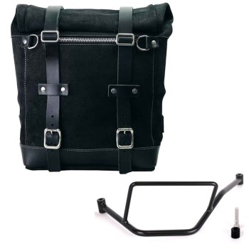 スプリットレザー22L-30Lのサイドバッグスクラム + BMW F450GS フレーム 左