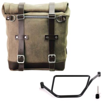 スプリットレザー22L-30Lのサイドバッグスクラム + BMW F450GS フレーム 左