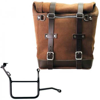 スプリットレザー22L-30Lのサイドバッグスクラム + BMW F900GS フレーム右