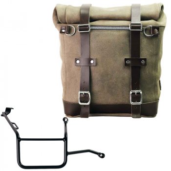 スプリットレザー22L-30Lのサイドバッグスクラム + BMW F900GS フレーム右