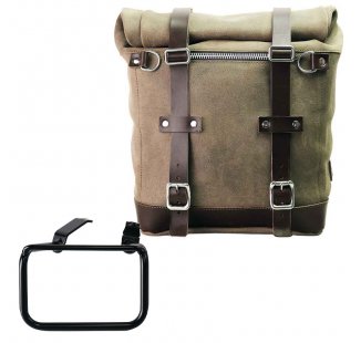 スプリットレザー22L-30Lのサイドバッグスクラム + BMW R12 G/S フレーム右