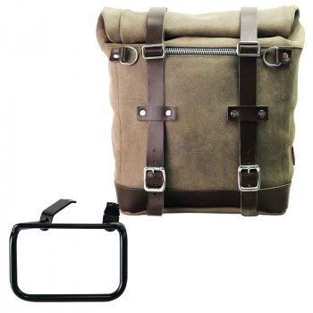 スプリットレザー22L-30Lのサイドバッグスクラム + BMW R12 G/S フレーム右