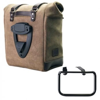 スプリットレザー22L-30Lのサイドバッグスクラム + BMW R12 G/S フレーム 左