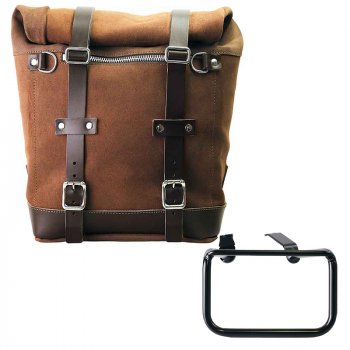 スプリットレザー22L-30Lのサイドバッグスクラム + BMW R12 G/S フレーム 左