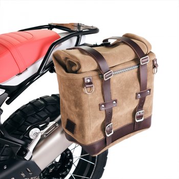 スプリットレザー22L-30Lのサイドバッグスクラム + BMW R12 G/S フレーム 左