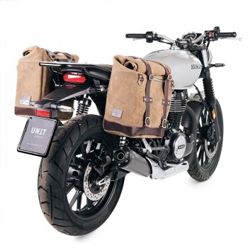 スプリットレザー22L-30Lのサイドバッグスクラム + ホンダ GB350S フレーム  左