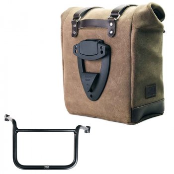 スプリットレザー22L-30Lのサイドバッグスクラム + Moto Guzzi V85 TT フレーム (2024 以降) 右