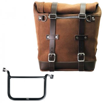 スプリットレザー22L-30Lのサイドバッグスクラム + Moto Guzzi V85 TT フレーム (2024 以降) 右