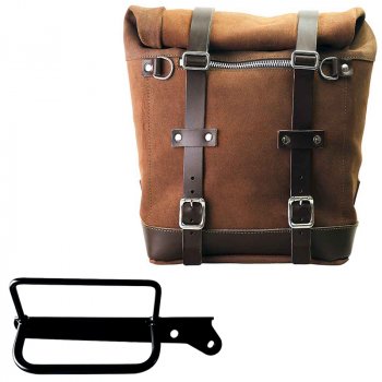 スプリットレザー22L-30Lのサイドバッグスクラム + ロイヤルエンフィールド Hunter 350 右フレーム