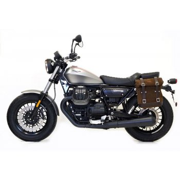 スプリットレザーのサイドバッグ+ Guzzi V9 Bobber SXフレーム