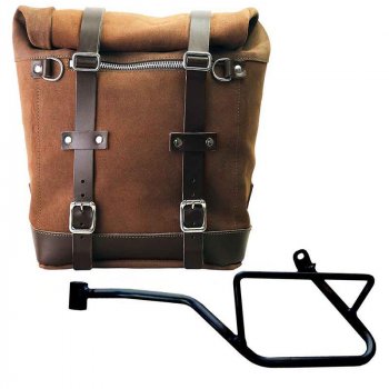 スプリットレザーのサイドバッグ+ GuzziV7_850左フレーム