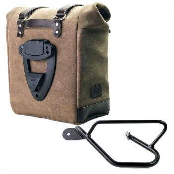 スプリットレザーのサイドバッグ+ Guzzi V9 Bobber SXフレーム