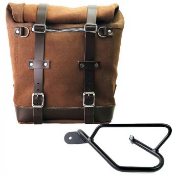 スプリットレザーのサイドバッグ+ Guzzi V9 Bobber SXフレーム