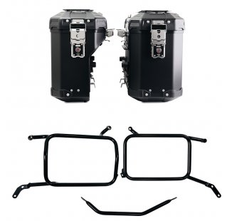 アトラス アルミバッグ ペア 39L+32L + Moto Guzzi V85 TT (2024 年以降) アルミ サドルバッグ フレーム ブラック