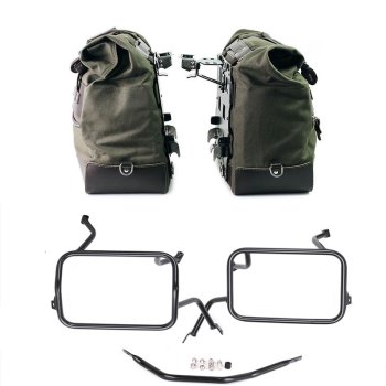 Canvas 40L - 50L の Cult サイドバッグ 1 組 + アルミプレート 1 組 + アトラス アルミパニアフレーム BMW F450GS