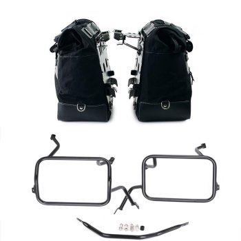 Canvas 40L - 50L の Cult サイドバッグ 1 組 + アルミプレート 1 組 + アトラス アルミパニアフレーム BMW F450GS