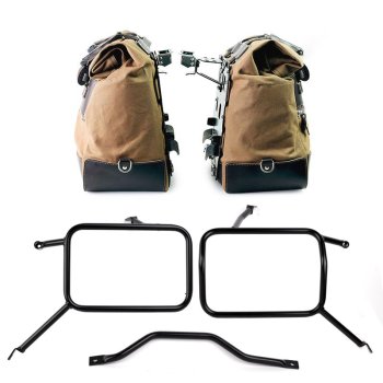 Canvas 40L - 50L の Cult サイドバッグ 1 組 + アルミプレート 1 組 + アトラス製アルミ製パニアフレーム　トライアンフ ストリートスクランブラー900（2026年以降モデル対応）