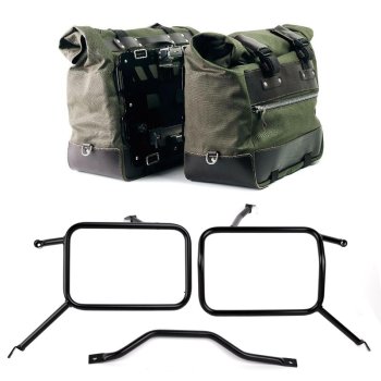 Canvas 40L - 50L の Cult サイドバッグ 1 組 + アルミプレート 1 組 + アトラス製アルミ製パニアフレーム　トライアンフ ストリートスクランブラー900（2026年以降モデル対応）