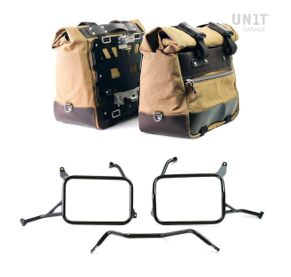 Canvas 40L - 50L の Cult サイドバッグ 1 組 + アルミプレート 1 組 + Atlas Yamaha Ténéré 700 アルミニウム サドルバッグ フレーム