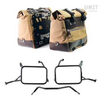 Canvas 40L - 50L の Cult サイドバッグ 1 組 + アルミプレート 1 組 + Atlas Yamaha Ténéré 700 アルミニウム サドルバッグ フレーム