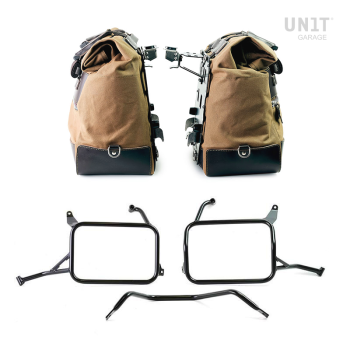 Canvas 40L - 50L の Cult サイドバッグ 1 組 + アルミプレート 1 組 + Atlas Yamaha Ténéré 700 アルミニウム サドルバッグ フレーム