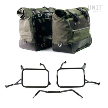 Canvas 40L - 50L の Cult サイドバッグ 1 組 + アルミプレート 1 組 + Atlas Yamaha Ténéré 700 アルミニウム サドルバッグ フレーム