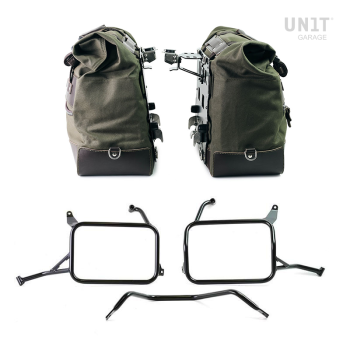 Canvas 40L - 50L の Cult サイドバッグ 1 組 + アルミプレート 1 組 + Atlas Yamaha Ténéré 700 アルミニウム サドルバッグ フレーム