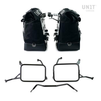 Canvas 40L - 50L の Cult サイドバッグ 1 組 + アルミプレート 1 組 + Atlas Yamaha Ténéré 700 アルミニウム サドルバッグ フレーム